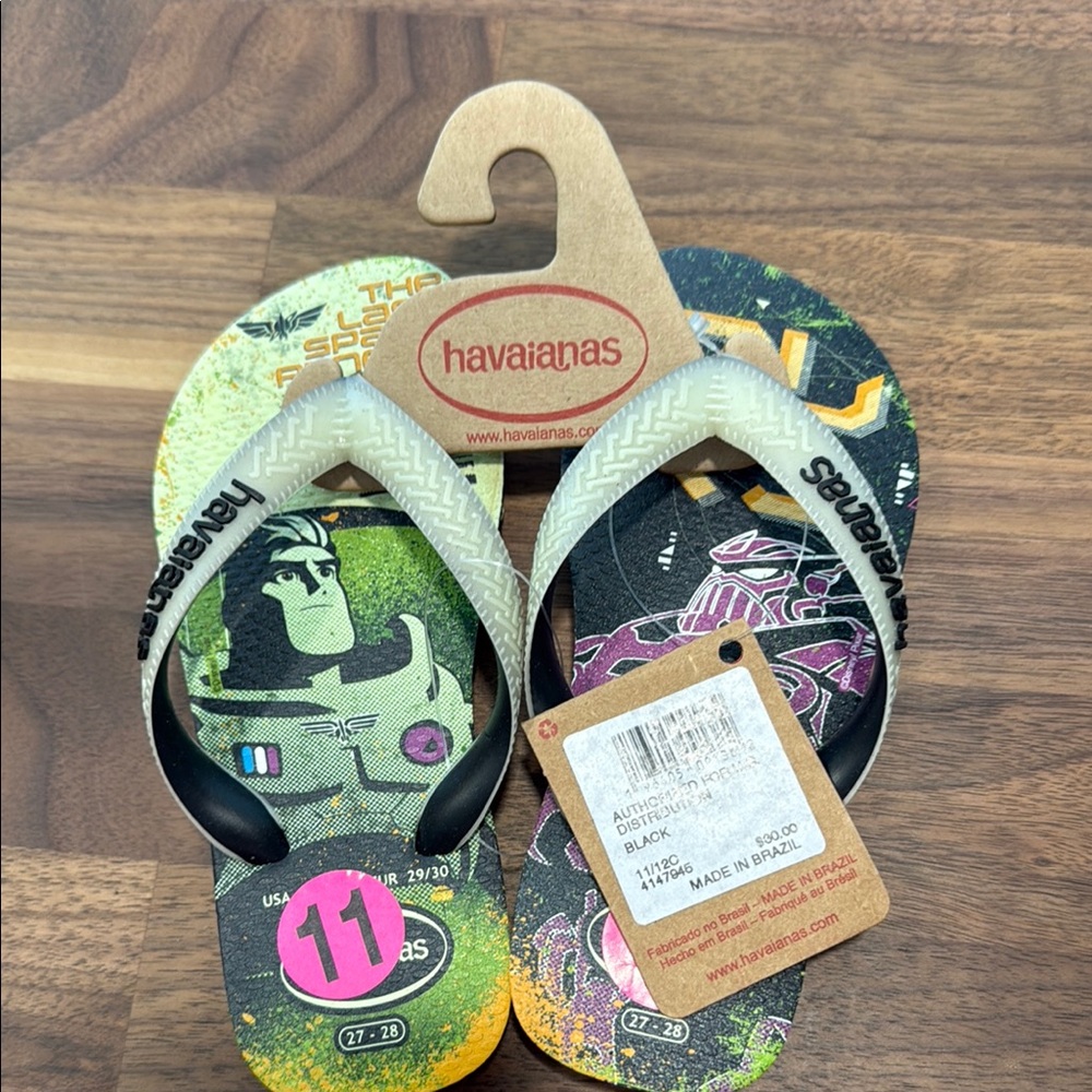 Glow-in-the-Dark Havaianas Toy Story Flip Flops - Black and Green